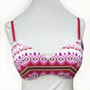 Flirtitude Women’s My Fave Lounge Wireless Bra Snow Fair Isle Padded 34B